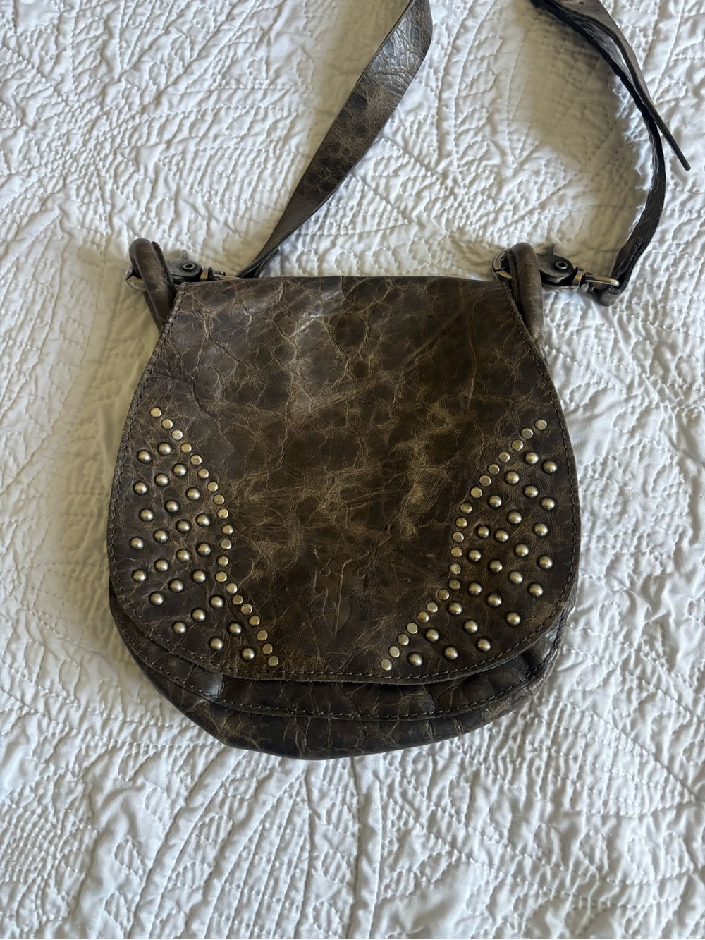 Frye Dark Brown Studded Leather Crossbody - Picture 2 of 7